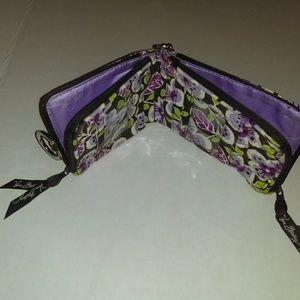 Vera Bradley Plum Petals Double ID Wristlet